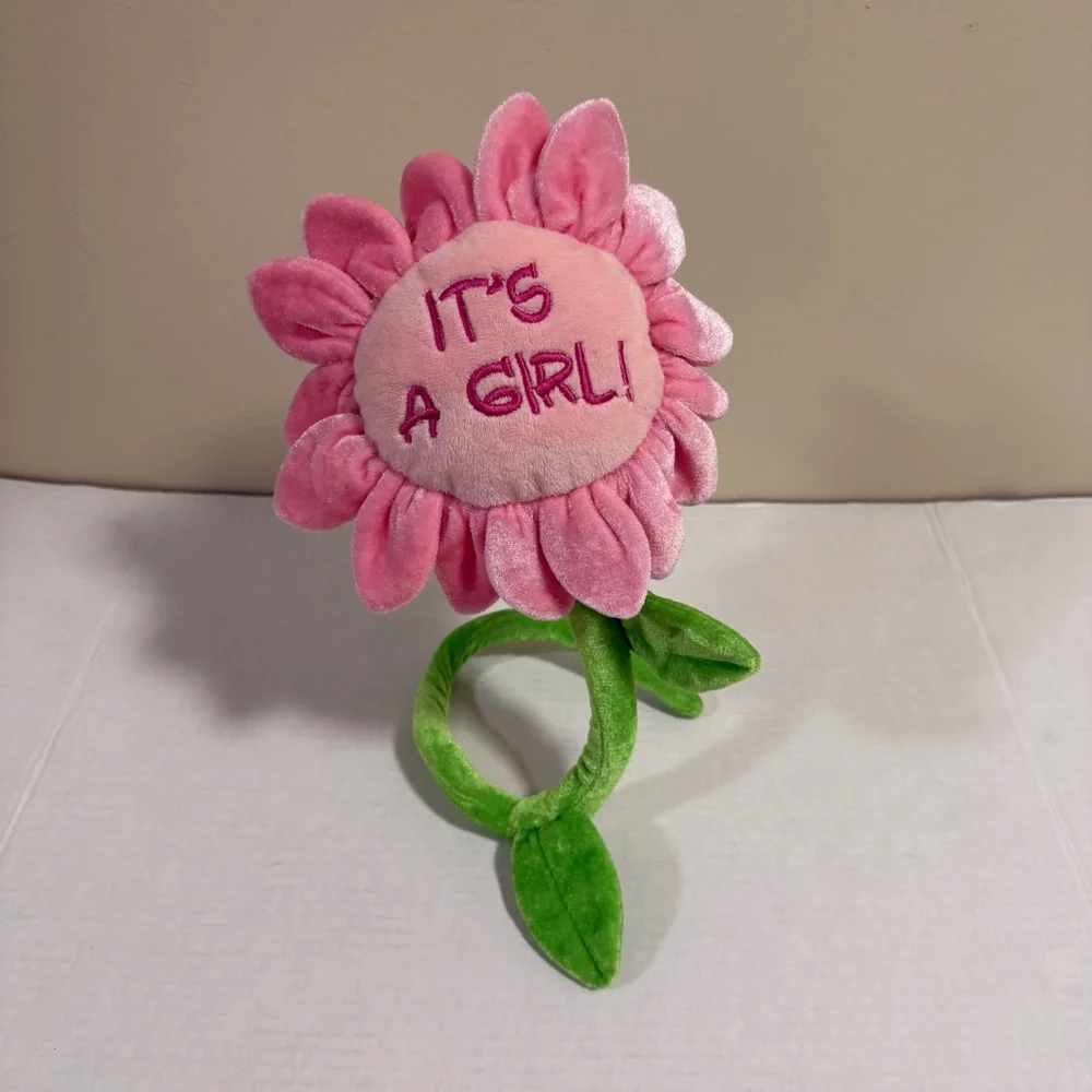 Poseable Pink & Green Flower Plush 2 Ft Flower It’s A Girl Newborn Baby